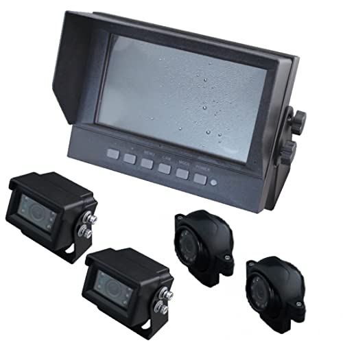 車載用？　カメラ4台とモニター 車載専用 モニター 映像分割器 4台のカメラ映像を1画面に表示 正